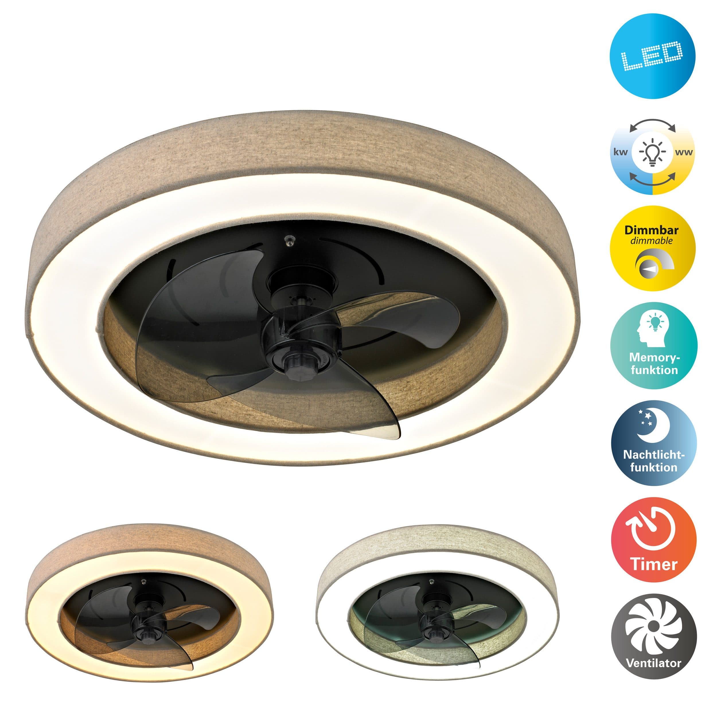 OTTO HOME LED Deckenventilator Vittor Beige CCT Dimmbar - Bild 2
