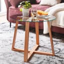 FINEBUY Couchtisch FB31294 Wohnzimmertisch Holz Glas Sofatisch Tisch Wohnzimmer Rund Bild 2