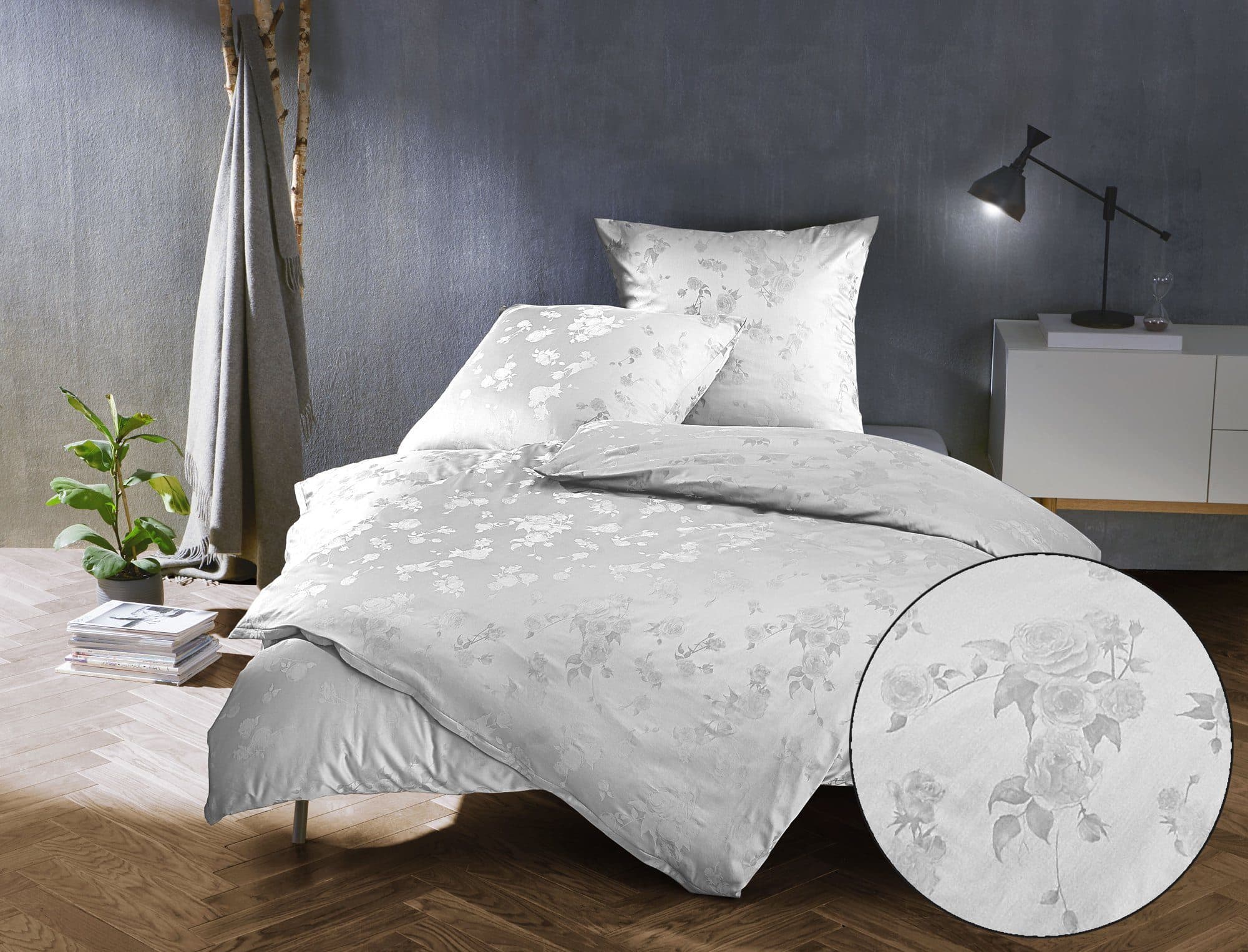 BETTWAESCHE-MIT-STIL Bettwäsche Mako Satin Jacquard Damast Zoé Rose 2-teilig - Bild 2