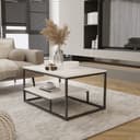 Design Möbel Couchtisch Modern mit Ablage Stahlgestell Eiche Wotan Bild 2