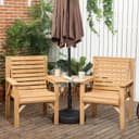 Outsunny Balkonset 3-tlg. Braun Tannenholz Lamellendesign Sonnenschirmloch Bild 2