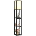 HOMCOM Stehlampe Modern Schwarz/Weiß mit USB, Steckdose & Stauraum Bild 2