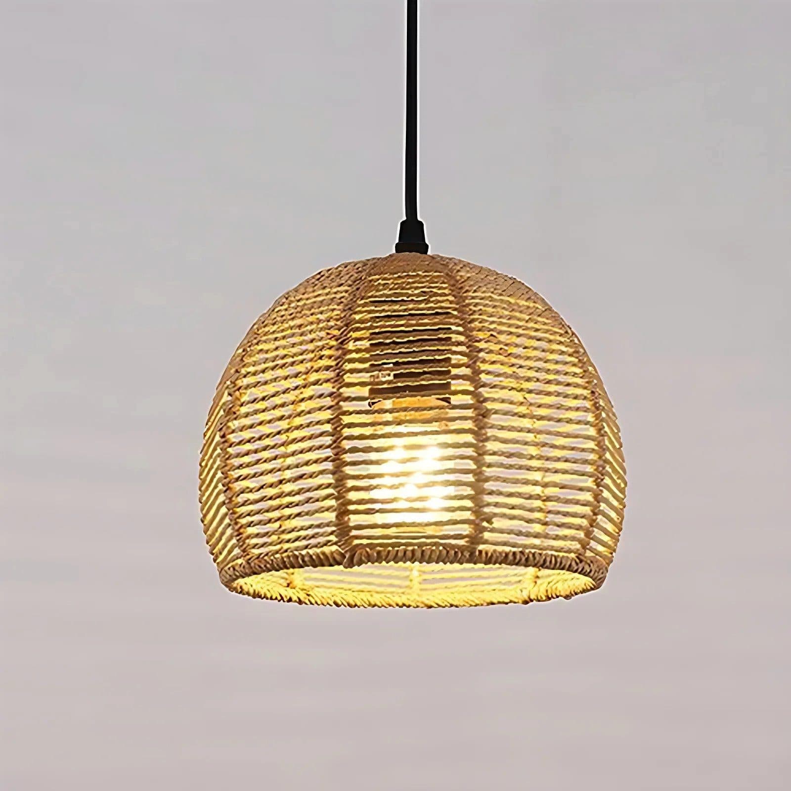 Riserva Hängeleuchte Rattan Boho Flechtwerk 20cm Schwarz E27 - Bild 2