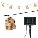 CEPEWA LED Solar Lichterkette Rattan 380cm 10 Lampen warmweiß IP44 Bild 2