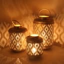 Casa Moro Kerzenlaterne Suraya 3er Set Shabby Chic Weiß-Gold Metall Bild 2