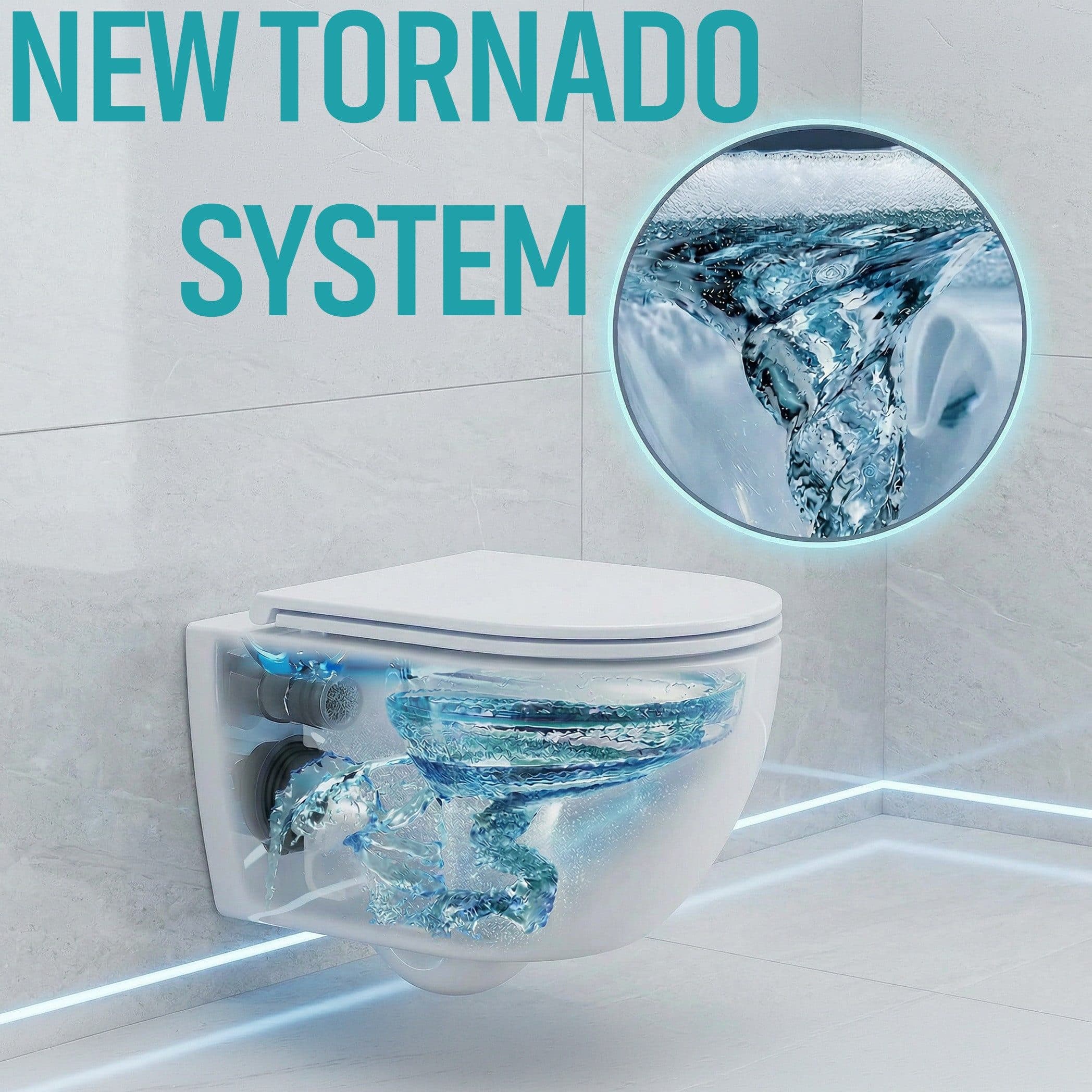 KOLMAN Virvel Wand-WC Weiß mit Slim Soft-Close & Tornado System - Bild 2
