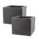 BigDean Blumentopf 2er Set Pflanzkübel 39x39 cm Granit-Optik Anthrazit Bild 2