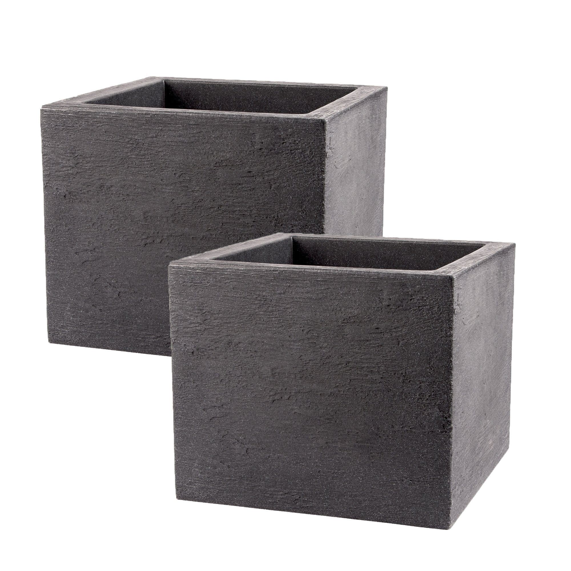 BigDean Blumentopf 2er Set Pflanzkübel 39x39 cm Granit-Optik Anthrazit - Bild 2