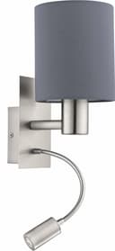 EGLO Wandleuchte PASTERI mit LED-Lesearm - Metall/Textil Grau Bild 2