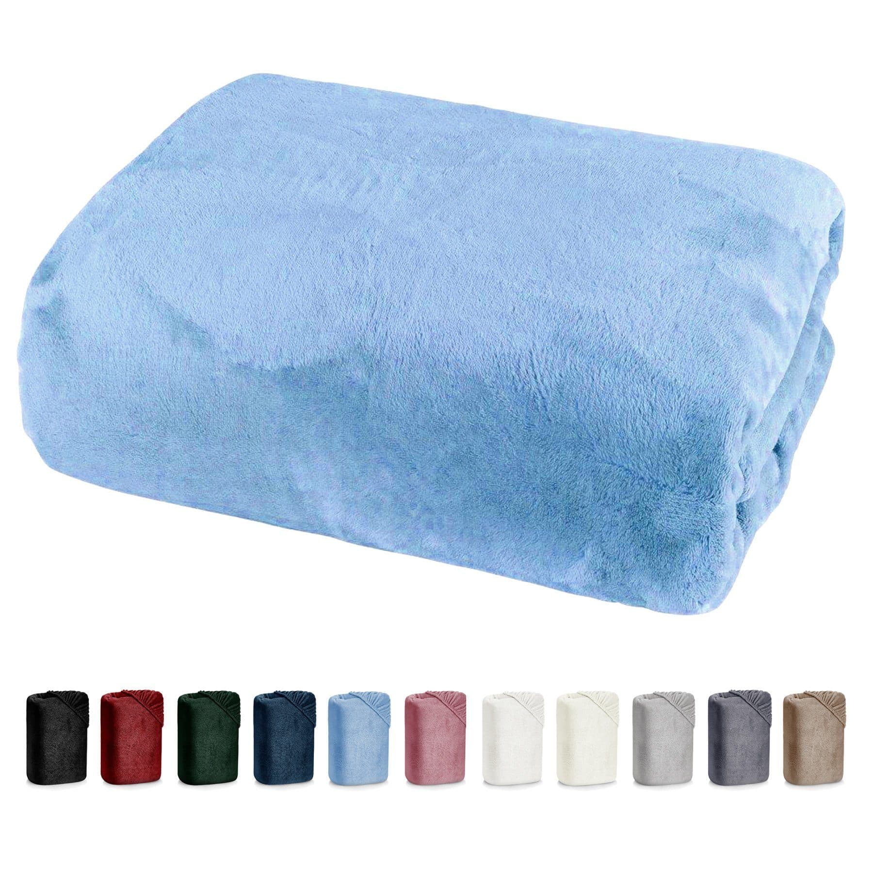 heimtexland Spannbettlaken Cashmere Touch Super Soft Bettlaken Microfaser Gummizug Rundum Hellblau - Bild 2
