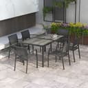 Outsunny Garten-Essgruppe 7-tlg. Grau Stahl Mesh Stapelbar Bild 2