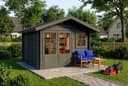 Alpholz Gartenhaus Palermo Grau 331x331 cm mit Massivholzboden Bild 2