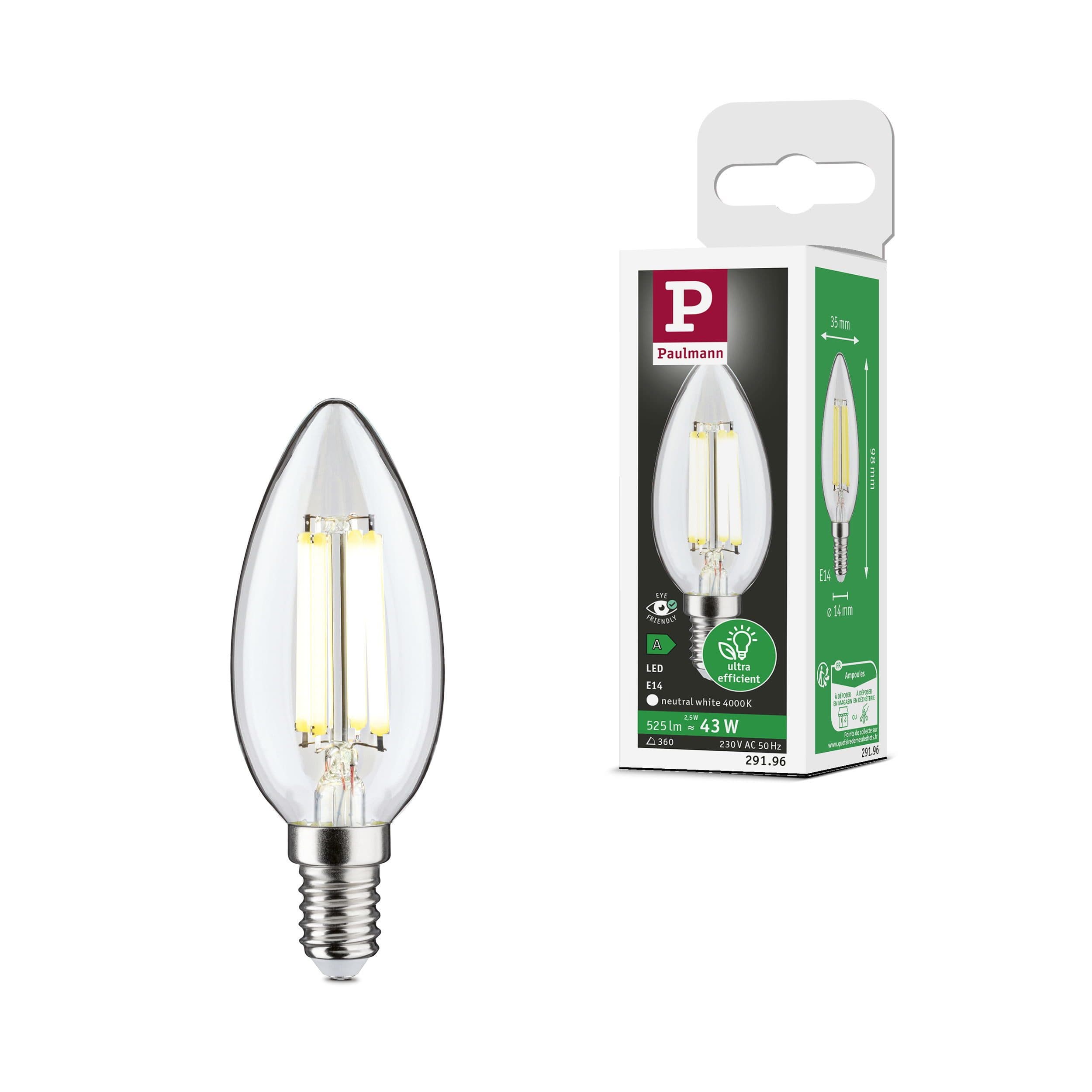 PAULMANN LED-Leuchtmittel Eco-Line Filament E14 Kerze 2,5W 4000K Transparent - Bild 2