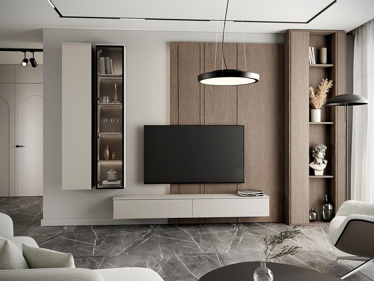 MOEBLINE Wohnwand FIVO 1 kaschmir 3-teilig mit TV-Lowboard - Bild 2