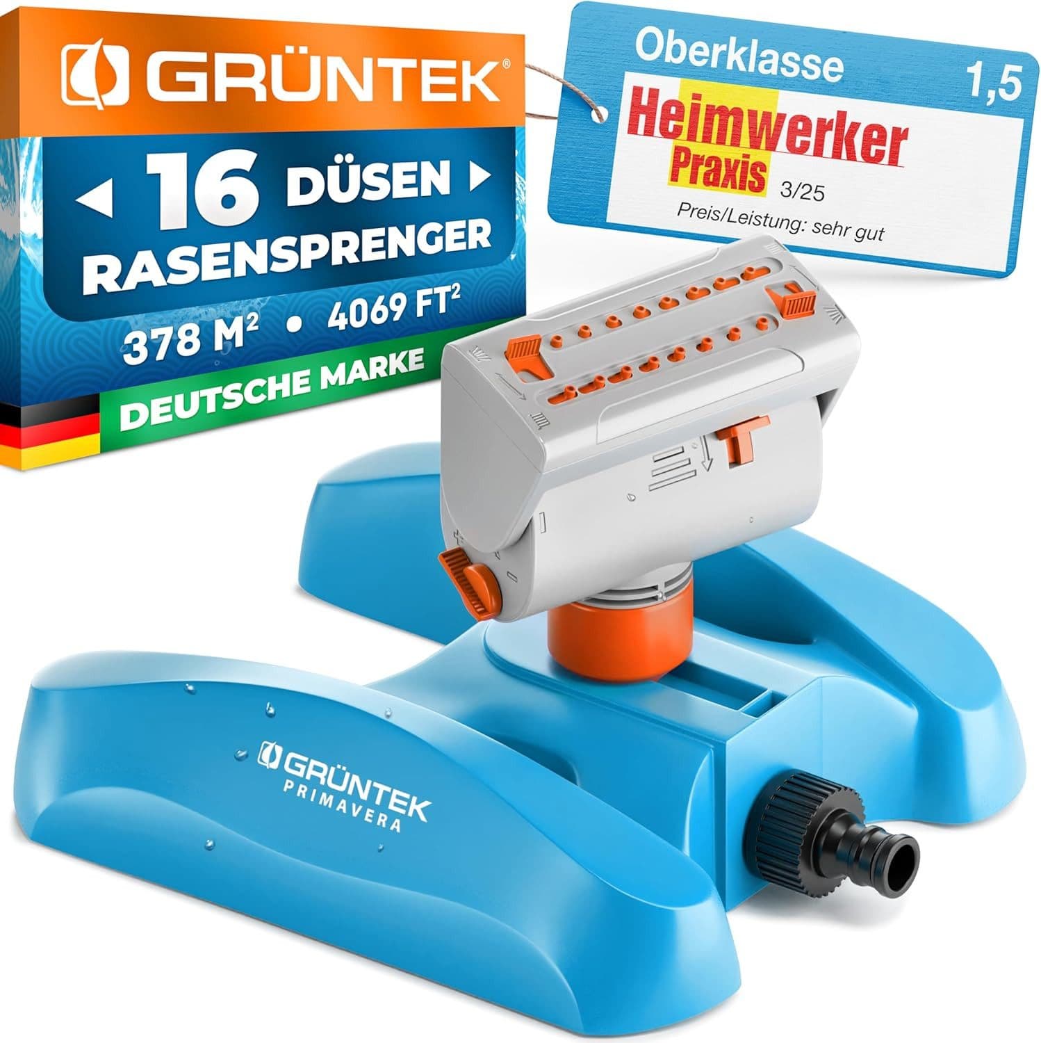 GRÜNTEK Kreisregner Mini Rasensprenger 16 Düsen 378 m² - Bild 2