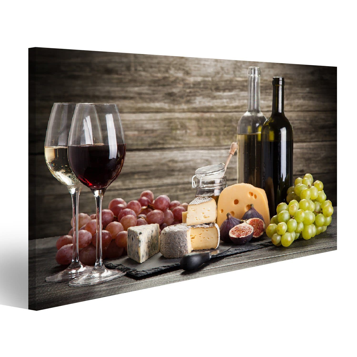 islandburner Leinwandbild Wein Und Käse Stillleben Wandbild Leinwandbild Wand - Bild 2