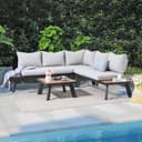 JOIVI Gartenlounge-Set Aluminium Grau Schwarz 4-5 Sitze Bild 2
