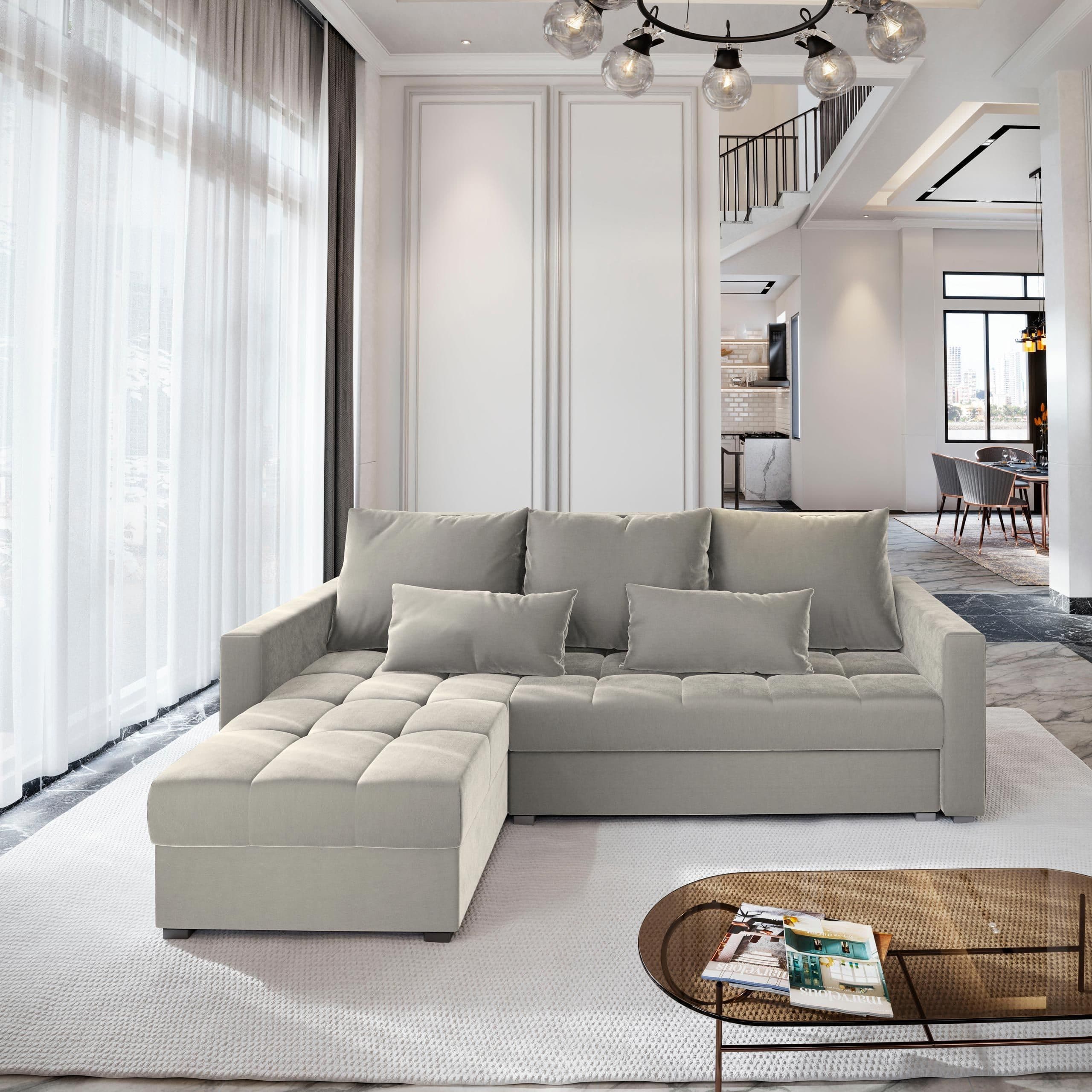 Masseno Ecksofa KOS PIK L-Form mit Schlaffunktion und Bettkasten Beige - Bild 2