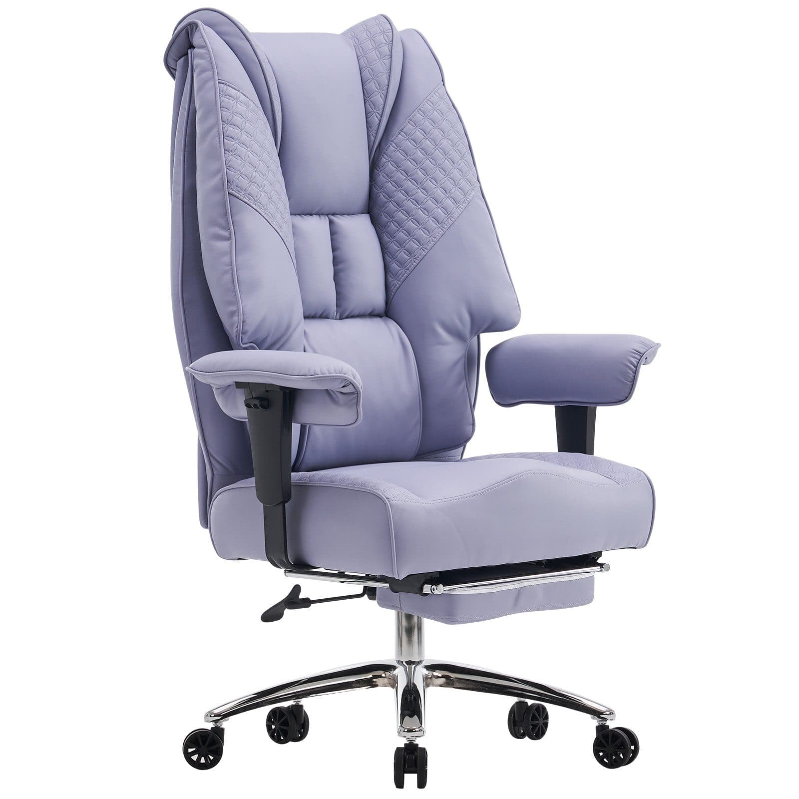 EFOMAO Bürostuhl Ergonomisch Extra Breit & Stabil bis 180kg, Computerstuhl & Drehstuhl (1 St), Chefsessel Hochlehner mit Fußstütze, Kunstleder Lila