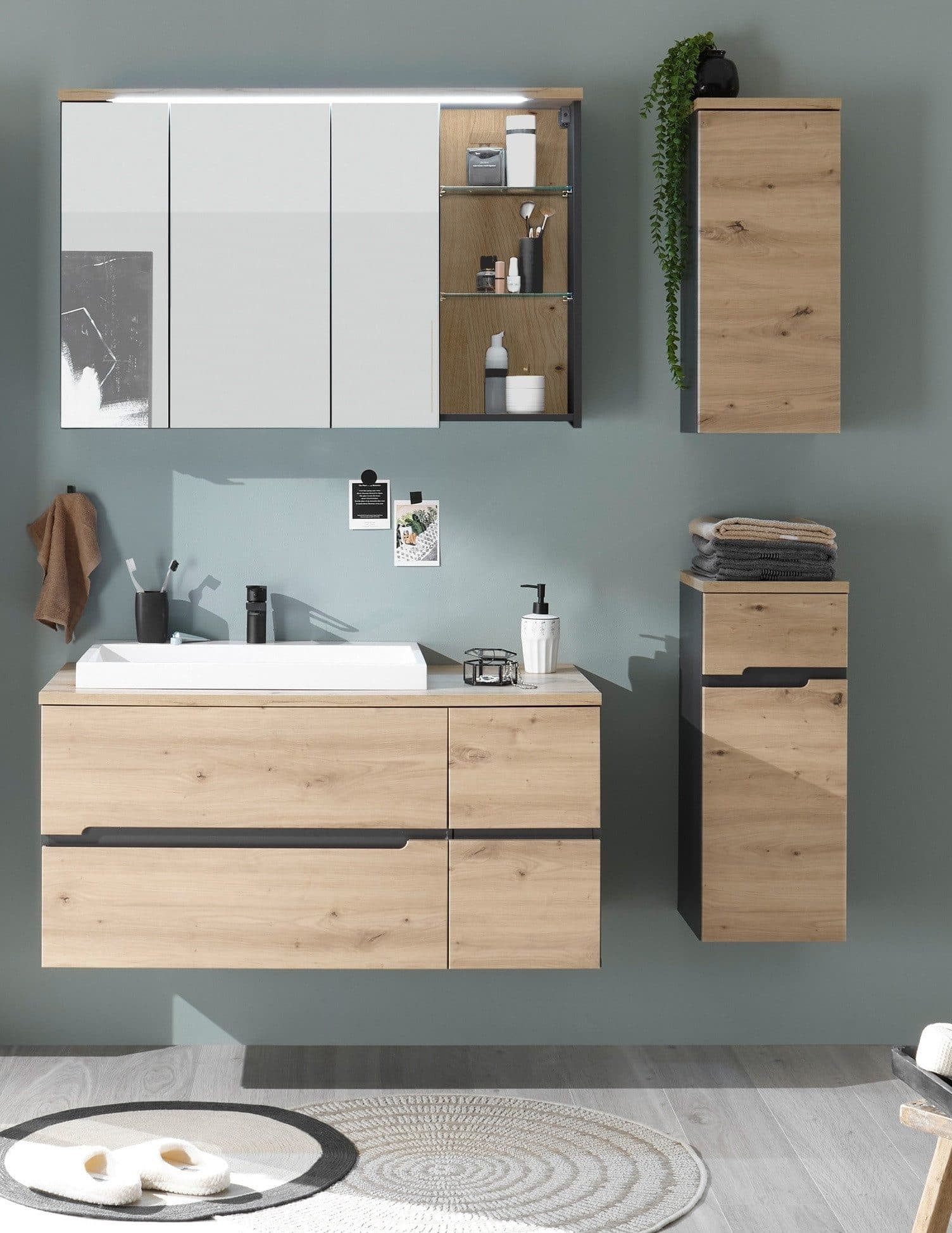 PREISBRECHER Badezimmer-Set Memphis 4-tlg. Grau/Artisan Eiche - Bild 2