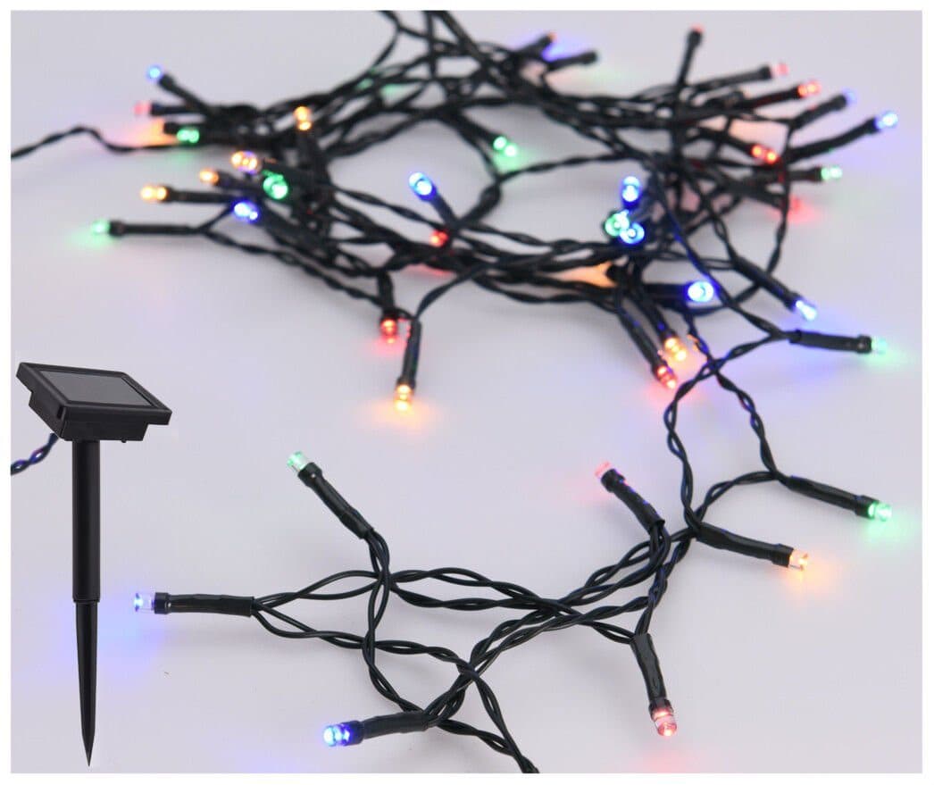 Spetebo LED-Lichterkette Solar Draht Lichterkette Bunt 7 m 50 LED