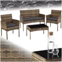 tectake Sitzgruppe Rattan Gartenset 4-tlg. Beige Poly Rattan Bild 2