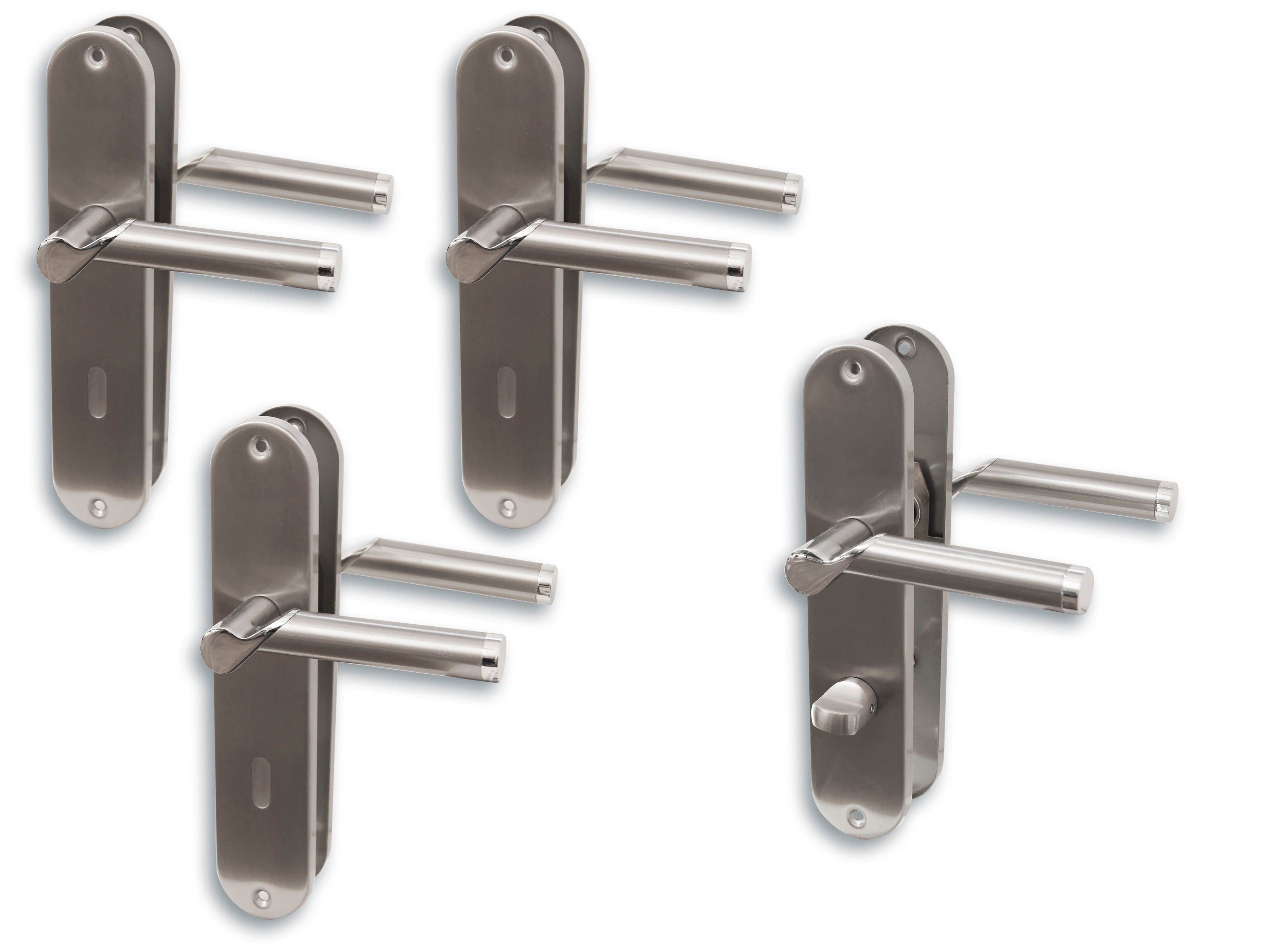Alpertec Türbeschlag Renovierungsgarnitur für 3 Zimmertüren und 1 WC (Set, 4 St., Spar-Set), Edelstahl satiniert / poliert - Bild 2