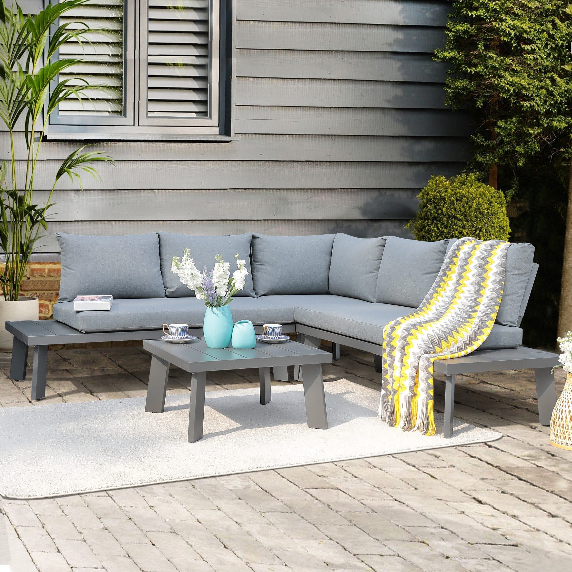 JOIVI Gartenlounge-Set Aluminium Grau Schwarz 4-5 Sitze - Bild 2