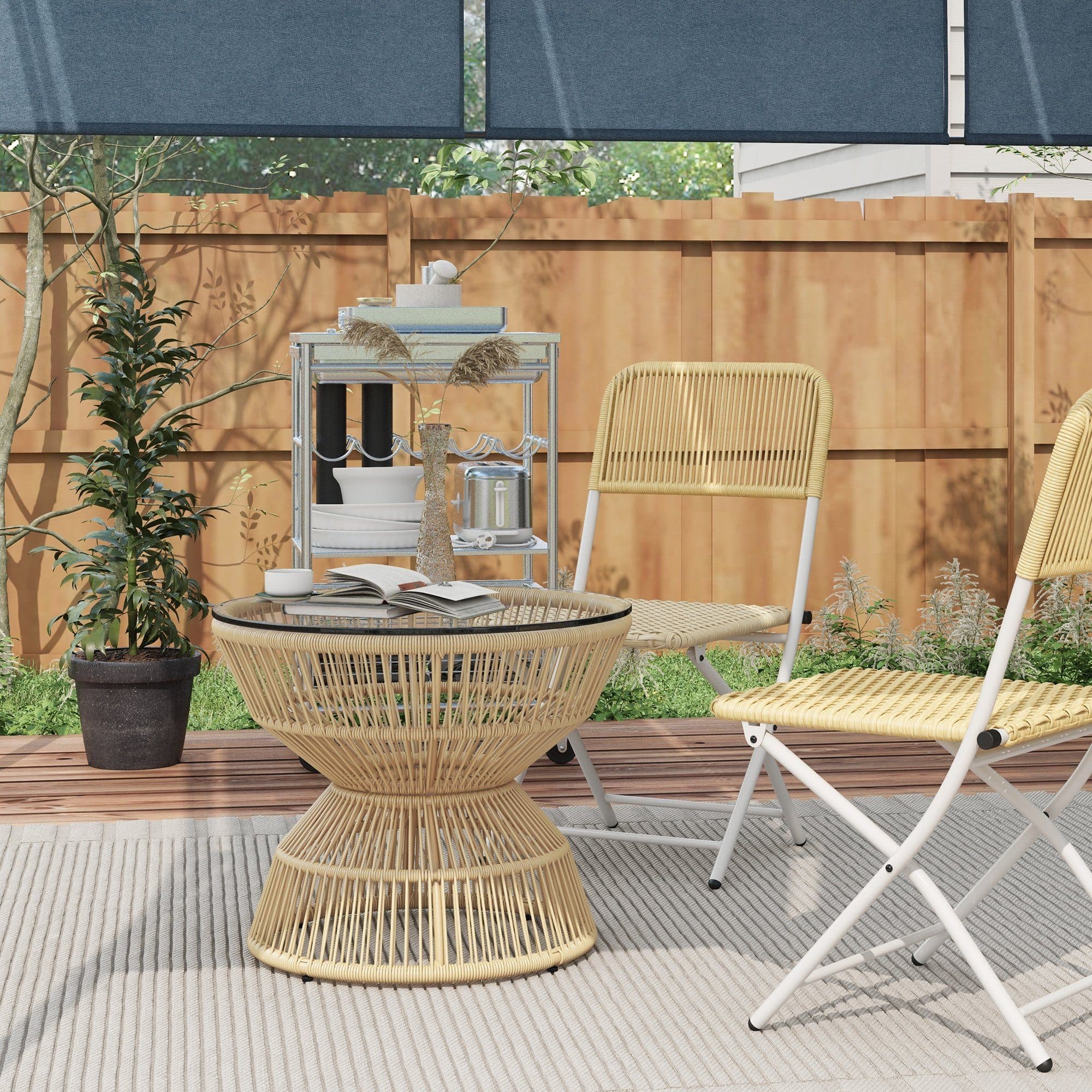 Outsunny Gartentisch Naturholz 60x60x50 cm - Bild 2