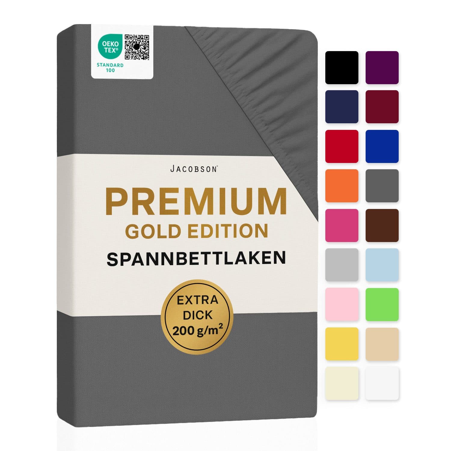 Jacobson Spannbettlaken Premium 200 g/m² Jersey Baumwolle Elasthan - Bild 2