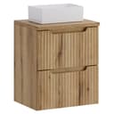 Lomadox Waschtisch NEWPORT-56-EVOKE Eiche gerillte Front 2 Schubladen Bild 2