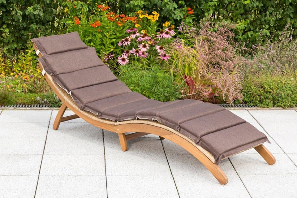 Gartenliege MERXX "Capri" Beige/Grau Polyrattan Akazie Klappbar - Bild 2