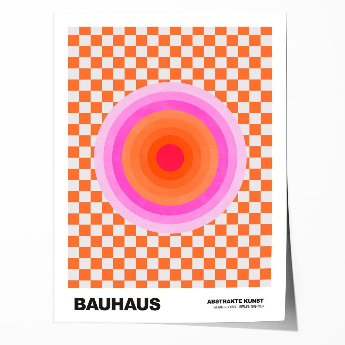 JUSTGOODMOOD Poster Bauhaus Abstrakt Pink Orange Kreis Schachbrett - Bild 2