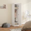 HOMCOM Kleiderschrank Weiß mit Soft-Close-Tür und Kleiderstange Bild 2