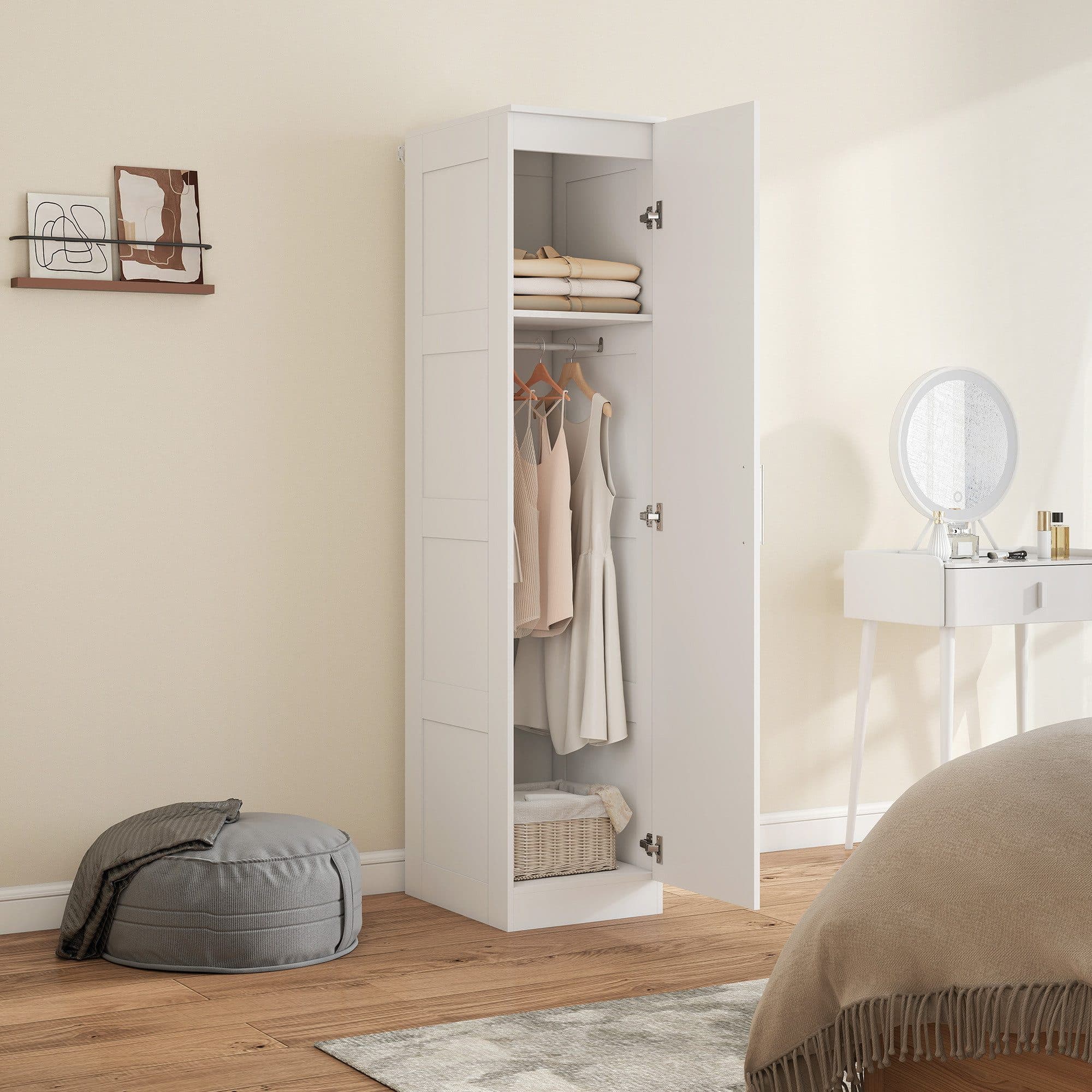 HOMCOM Kleiderschrank Weiß mit Soft-Close-Tür und Kleiderstange - Bild 2