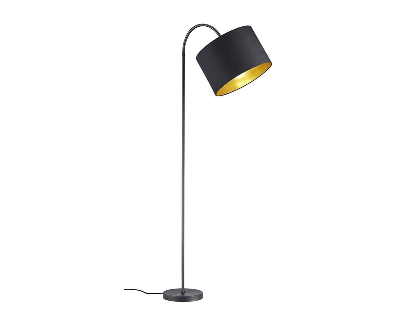 TRIO Leuchten LED Bogenlampe Dimmfunktion Warmweiß Stofflampenschirm Schwarz Gold - Bild 2