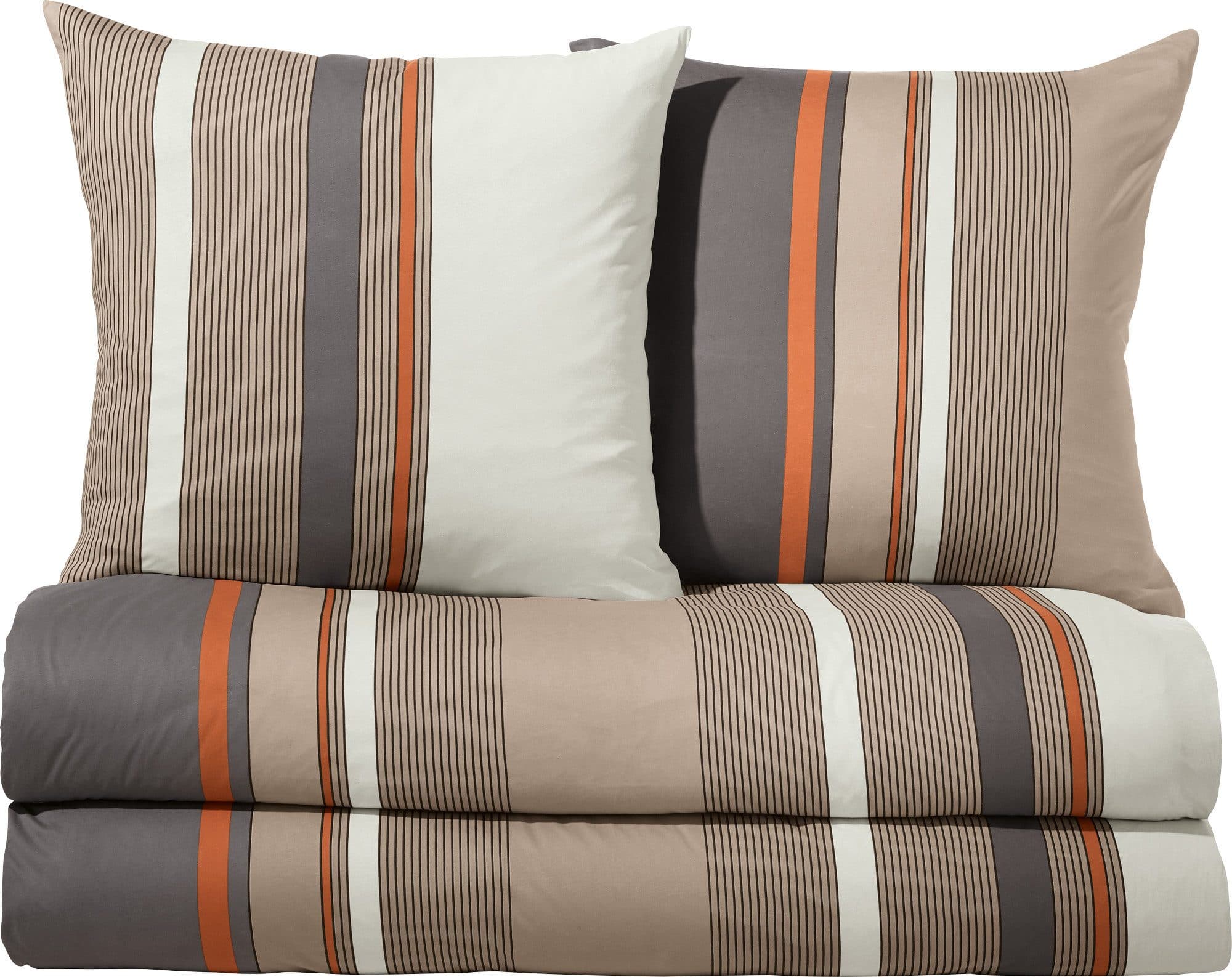 Erwin Müller Bettwäsche 4-teilig Single-Jersey Streifen Beige/Grau - Bild 2