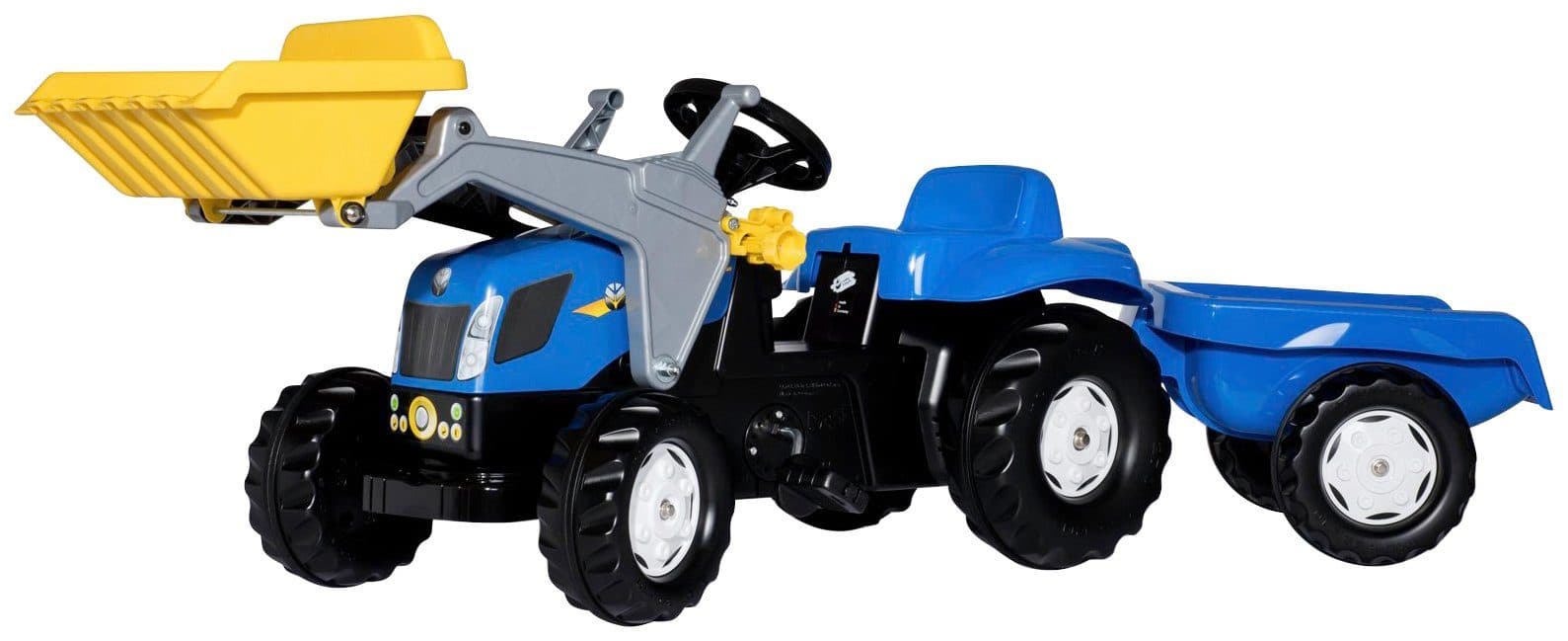 rolly toys® Tretfahrzeug rollyKid NH T7040 Traktor mit Trailer und Lader Blau - Bild 2