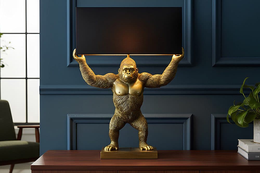 riess-ambiente Tischleuchte KING APE 70cm schwarz/gold - Gorilla Skulptur handmade - Bild 2