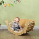 AIYAPLAY Klettergerüst 3-in-1 Set Naturholz Kletterbogen Tisch Wippe Bild 2
