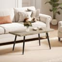HOMCOM Couchtisch mit Stahlbeinen 4 cm Tischplatte Eiche Schwarz Bild 2