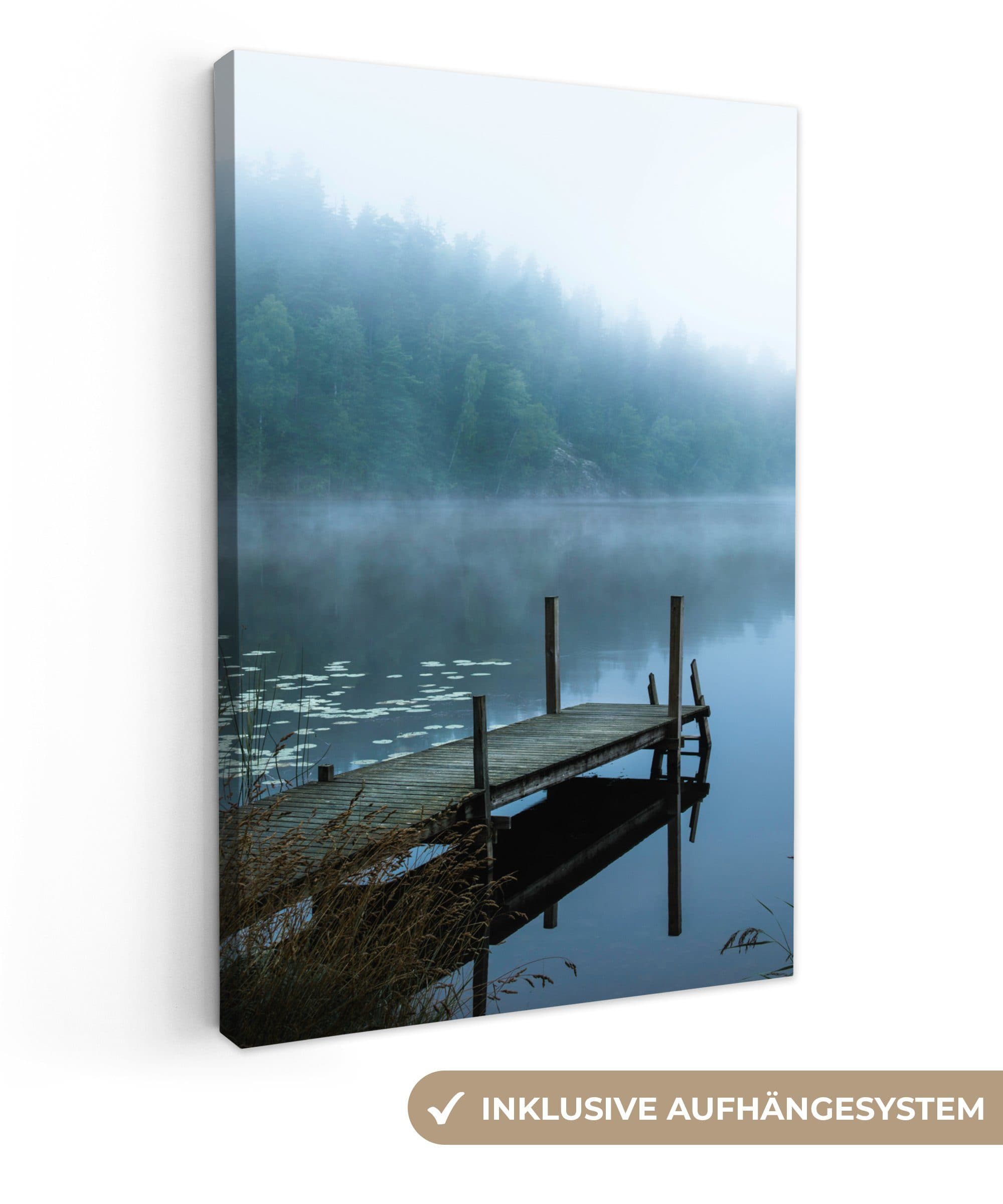 OneMillionCanvasses® Leinwandbild Natur See Wald Nebel Wanddekoration - Bild 2