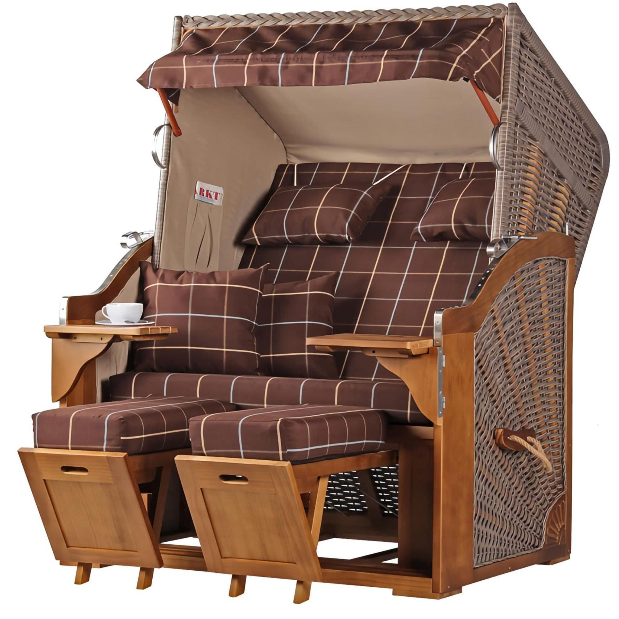 bene living Strandkorb Schleswig Pinie 2-Sitzer Mokka PE-Rattan - Bild 2