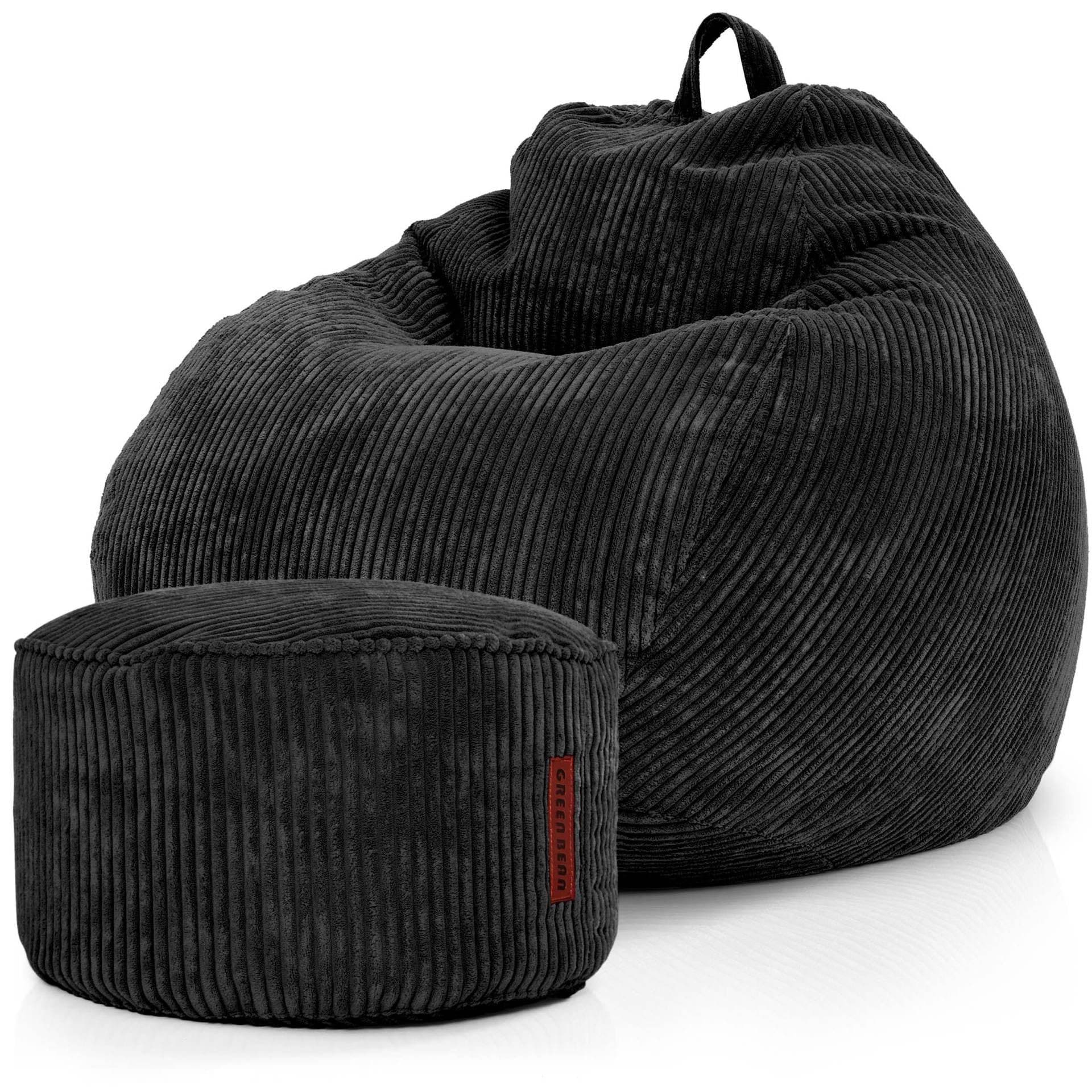 Green Bean Sitzsack XXL Scoop + Hocker Cord Schwarz - Bild 2