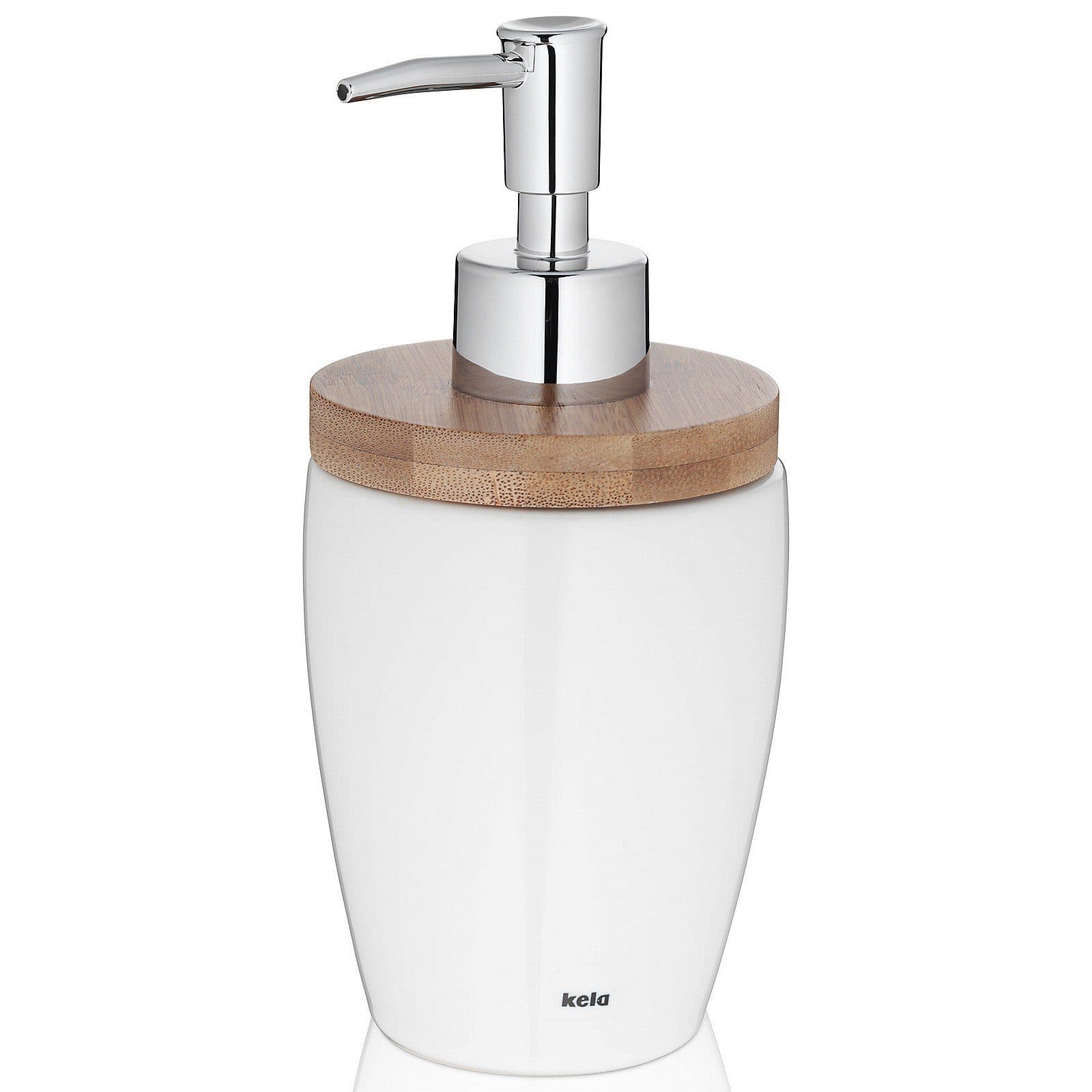 kela Seifenspender Natura Weiß Keramik Bambus 350ml - Bild 2