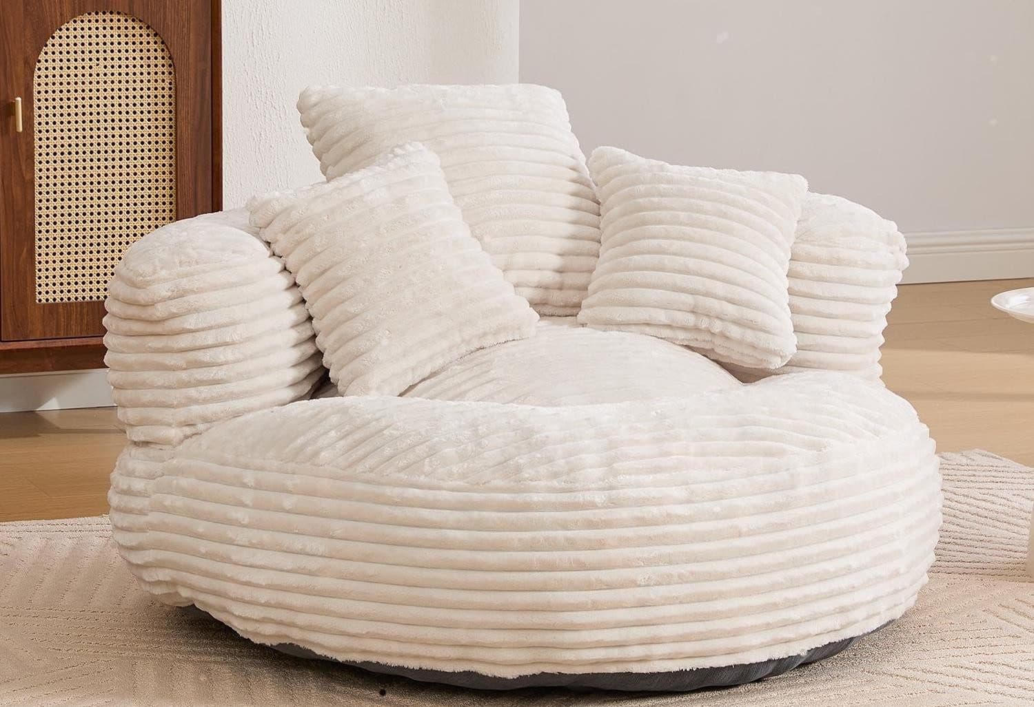 LVHOM Sitzsack 108x108x52cm Chenille Premium Sofa mit 3 extra Kopfkissen - Bild 2