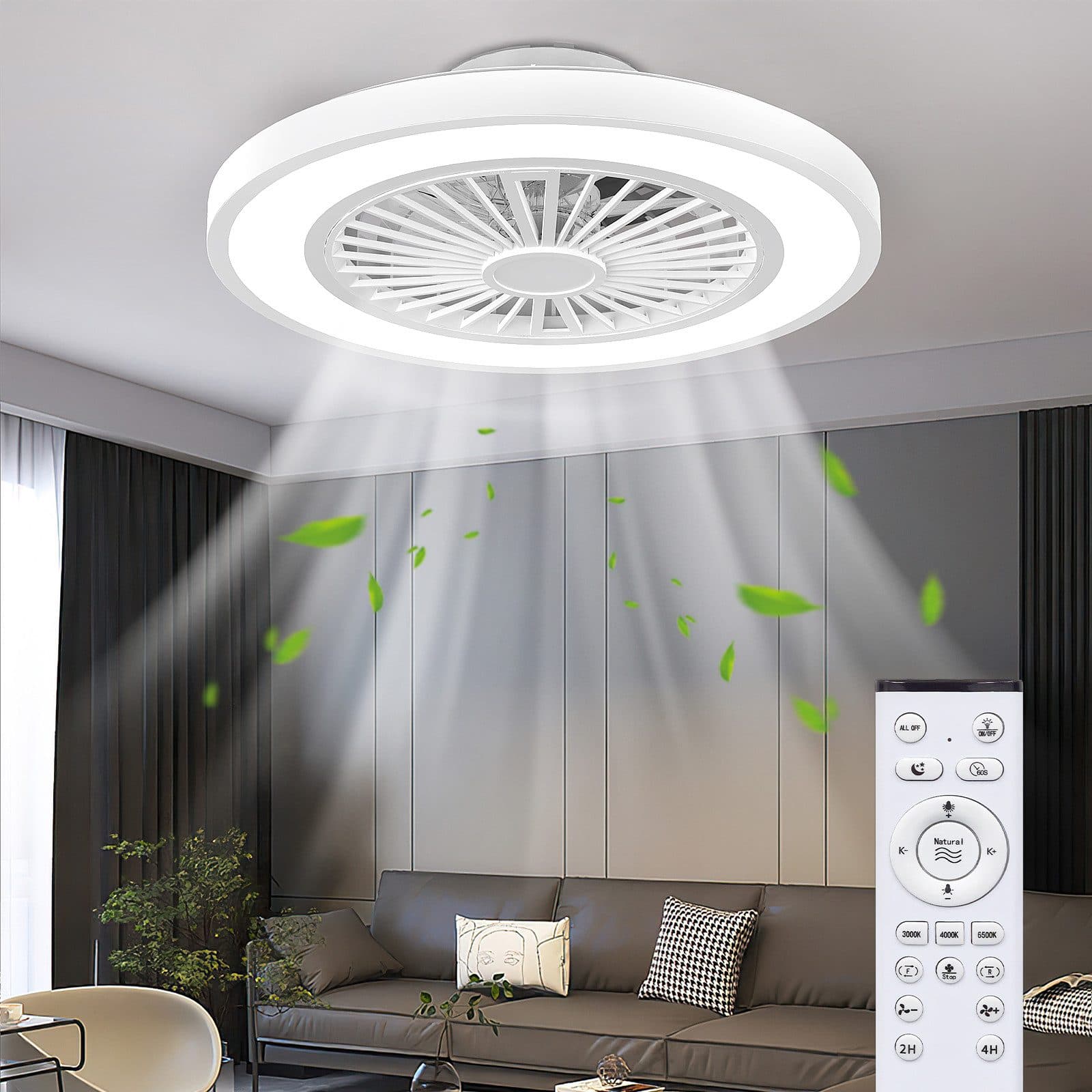 ATEROLL Deckenventilator mit LED Beleuchtung 6 Geschwindigkeiten 54 cm Durchmesser - Bild 2