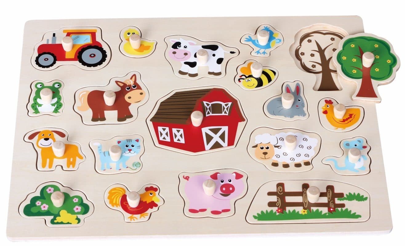 Lelin Steckpuzzle Großes Holzpuzzle Farm 19-teilig - Bild 2