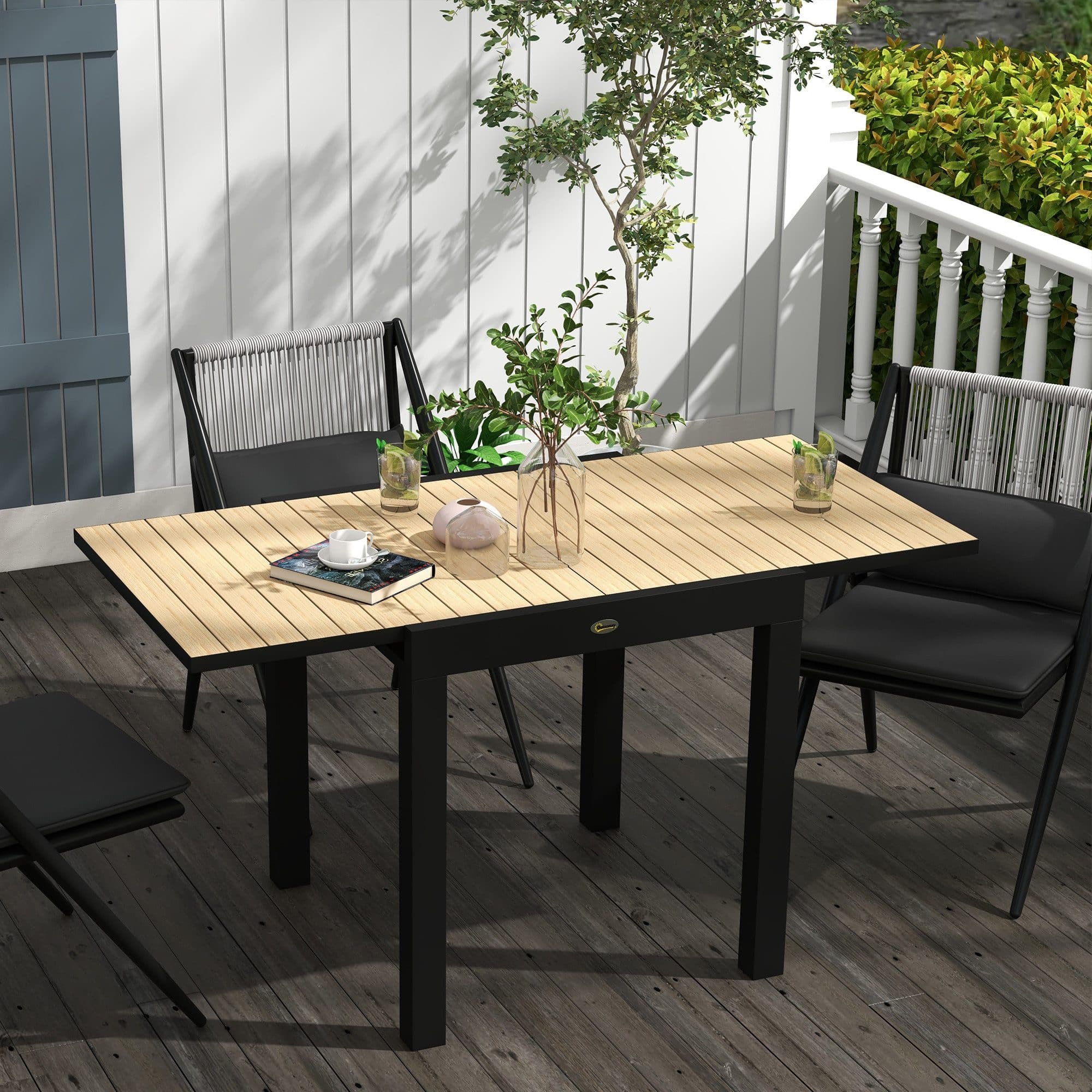 Outsunny Gartentisch Erweiterbarer Esstisch für 6 Personen Aluminium Gelb - Bild 2