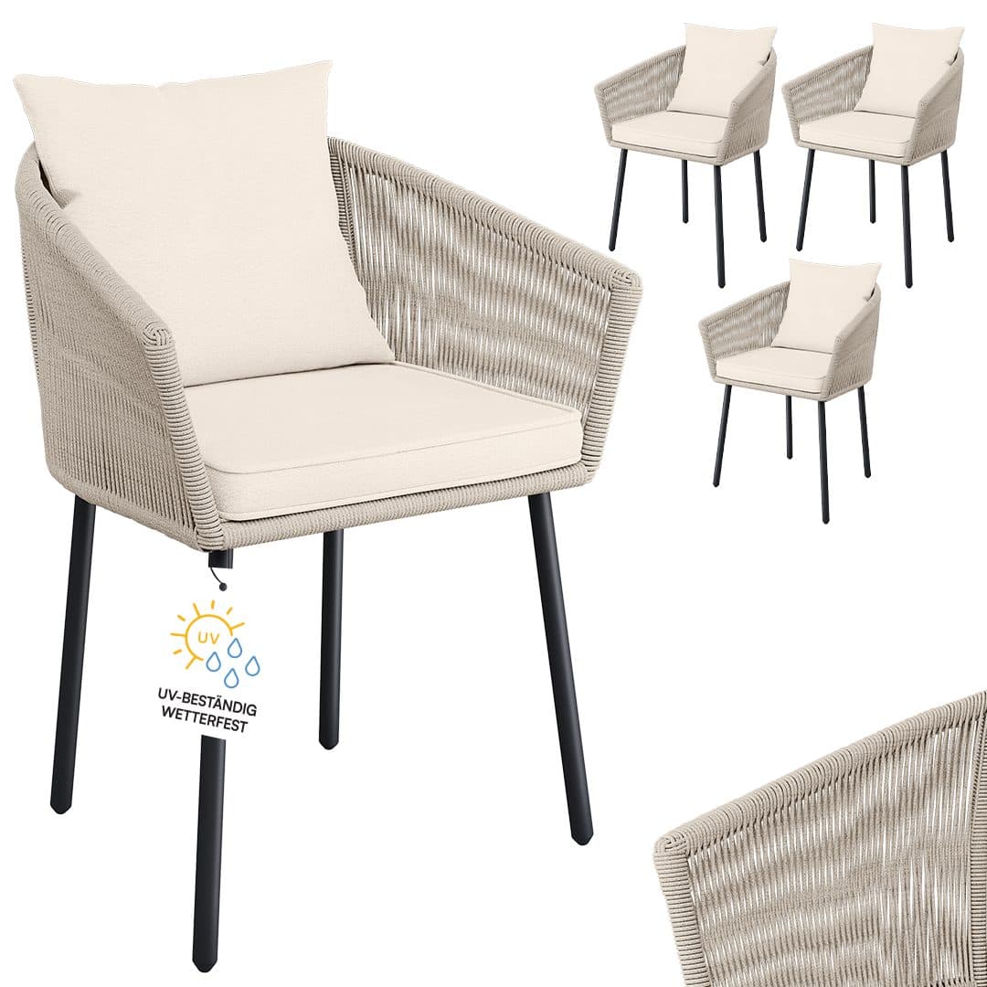 STEELSØN Gartenstuhl Nair 4er Set Beige Polyrattan - Bild 2